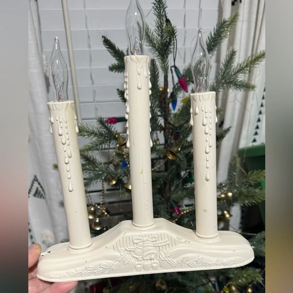 Vintage 3 Light Electric Candolier Indoor Christmas Candle Lamp